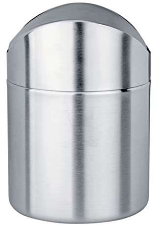 Acan Tradineur - Papelera de sobremesa 1,5 litros con Tapa oscilante, Acero Inoxidable 16,5 x 12 cm, Cubo de Basura, contenedor metálico de residuos, desechos, Reciclaje para Cocina, hogar