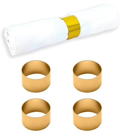 Echtwerk Serviettenring-Set aus Edelstahl, Kreis-design, Serviettenhalter, Serviettenschnallen, Universal, Tischdekoration für Hochzeiten, Ø 4 cm, Gold-Edition, 4 teilig