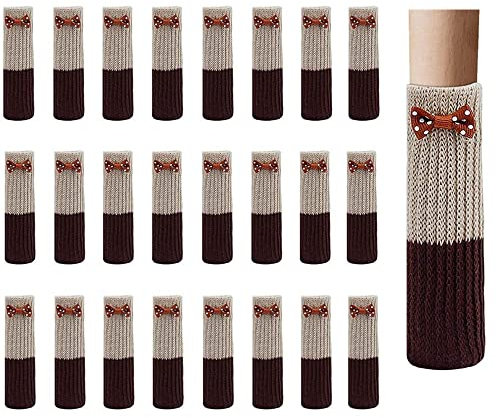 Calcetines Patas Silla, 24 Piezas Calcetines para Silla Elásticos para Mesa Muebles, Calcetines de la Pierna de Punto Protectores Antideslizantes para Pisos Cubierta para Anti Scratch Patas de Mesa