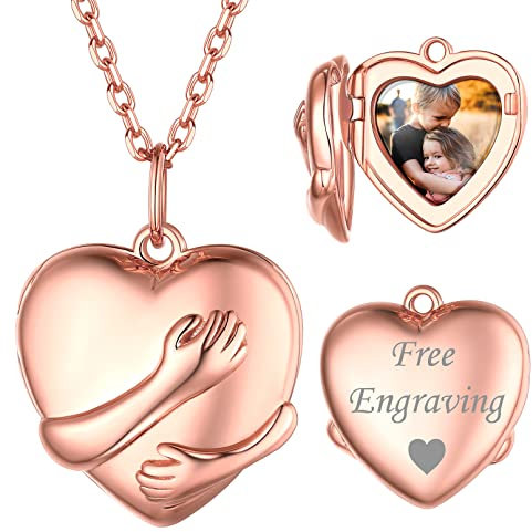 ChicSilver Damen Mädchen Herz Medaillon Rosegold Herz Anhänger mit Foto Herzform zum öffnen Beste Muttertaggeschenke personalisierter Fotoanhänger