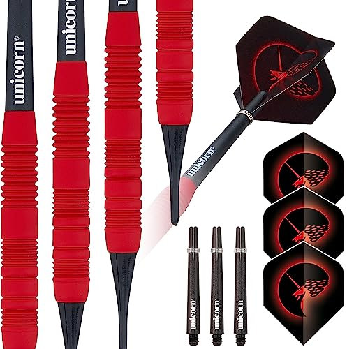 Unicorn Core Plus Dartpfeile aus rotem Messing, weiche Spitze, 16 g