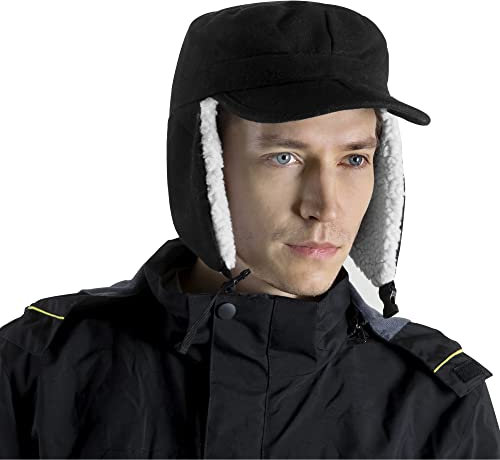 PivotWing Winter Basecap, Wolle Trappermütze Winddicht Fliegermütze Wintermütze mit Ohrenklappen Warm Unisex Kunstfellmütze für Skifahren Schlittschuhlaufen Outdoor Aktivitäten Schwarz