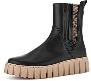 Gabor Damen Plateaustiefeletten, Frauen Stiefeletten,Wechselfußbett,Moderate Mehrweite (G),halbstiefel,schw./beige(Micro),40 EU / 6.5 UK