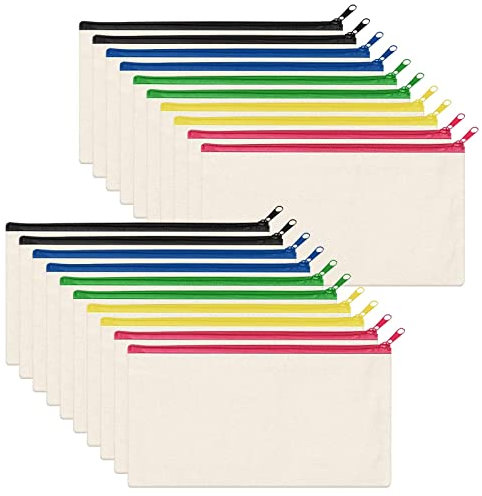 GTDOOCE Stoffbeutel mit Reißverschluss,Mäppchen Zum Bemalen,20 Stück Stoffbeutel Zum Bemalen,Taschen Zum Bemalen für Kinder DIY,Kosmetiktasche Zum Bemalen 21x12cm