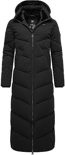 Ragwear Damen Wintermantel Warmer wasserdichter Steppmantel lang mit Abnehmbarer Kapuze Rebelka Extralong XS-6XL