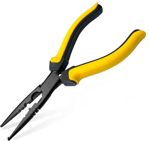 Hanpex 18cm (7 inch) Fishing Pliers with Anti-Rust Teflon Coated, Freshwater/Saltwater Fishing Tools, Comfort Grip Handles Fishing Gear Idea for Fishing Trip