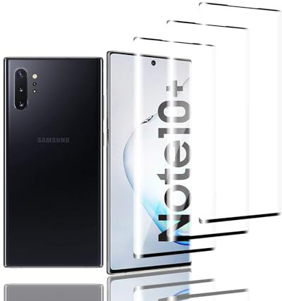 Zicurz 3 Pièces Verre Trempé pour Samsung Galaxy Note 10 Plus Film Protection écran, Dureté 9H Glass, HD Transparent Sans Bulles, pour Samsung Galaxy Note 10 Plus