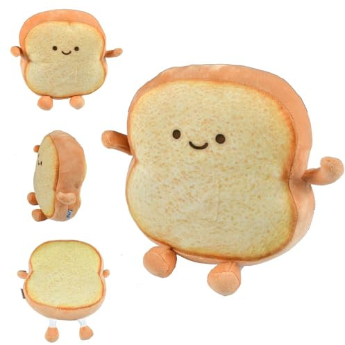 Toastbrot Kissen Toast Kuscheltier, 18CM lustiges Brot Form Plüschtier Kissen, Weiches Plüschtier Toast Geschnittenes Brotkissen Gefüllte Plüschkissen für Kinder Erwachsene, Heimdekoration