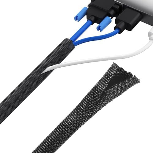 1/2-15Ft Wire Cord Protector, Wire Loom Tubing, Cable Sleeve Split Sleeving for Computer Electrical Wire Organizer Sleeve Hose