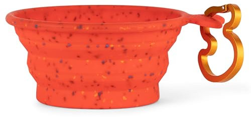 The Dodo Collapsible Dog Bowl, Red; Travel Dog Bowl That Folds Flat and Clips with Carabiner for Easy Storage and Carry