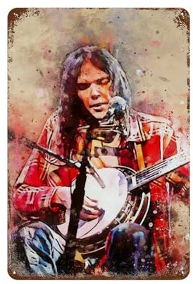 KSOXDAITIP Musikproduzent Neil Young Poster, Wanddekoration, Kunst, Metallblechposter, moderne Heimdekoration, Kunst, Metallposter, Hausbar, Laden, Dekorationen, Vintage-Schild, Geschenk, 30 x 20 cm