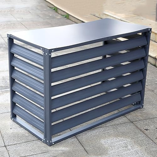 TRUNXUCL Verkleidung Klimaanlage Außengerät, Klimaanlage Abdeckung Außengerät mit Oberer Abdeckung, Freistehender Raumteiler mit Lamellen (Color : Four sides, Size : 1.5P)