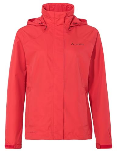 VAUDE Regenjacke Damen Escape Bike Light flame uni, wasserfeste Outdoor-Jacke, atmungsaktive Fahrradjacke mit Kapuze im Kragen, Klimaschonende Wanderjacke, 40