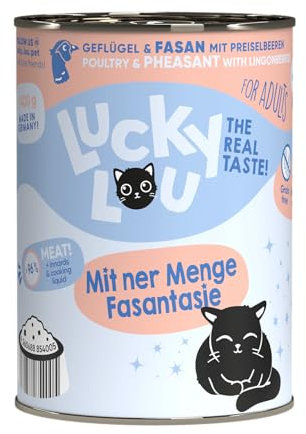 Lucky Lou Lifestage Katzenfutter nass - hochwertiges Katzenfutter mit hohem Fleischanteil - Nassfutter getreidefrei & ohne Zucker für Katzen (3X 400g, Adult Geflügel & Fasan)