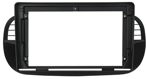 Autoradio Mascherina Telaio Adattatore nero Fascia da 9 pollici for autoradio/adatta for lettore multimediale Fiat 500 cornice pannello cornice cruscotto 2 din Telaio audio per auto(Black frame)