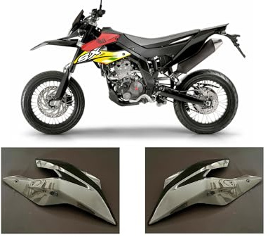 Plastik Verkleidung Spoiler schwarz mit oder ohne race-styles Dekor Aufkleber passend für Aprilia SX 125 2018 bis 2024 (Tankverkleidung rechts und Links schwarz)