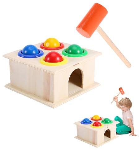 Il Giocattolo per Bambini con Scatola con Martello a Sfera in Legno Aiuta Il Riconoscimento dei Colori 'intelligenza per i Bambini di età Superiore a 3 Anni