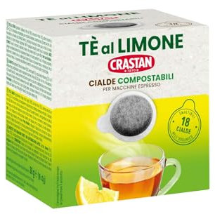 CRASTAN 1870 - Cialde ESE Compostabili - Tè al Limone - Box da 18 Cialde - Compatibili con Macchine Espresso - Privo di zuccheri