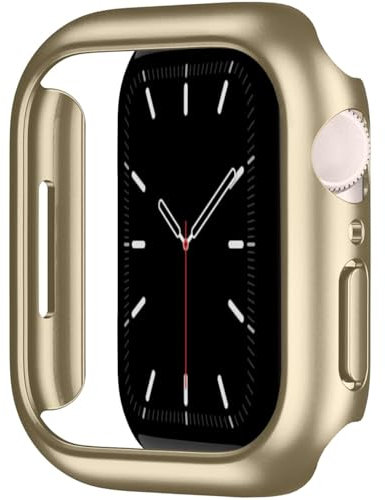 Leotop Kompatibel mit Apple Watch Hülle 45mm, Ultradünn PC Harte Case Gehäuse Schlankes Displayschutz Stoßstange Schutzfolie Rundherum Matte Abdeckung für iWatch (Gold, 45mm Series 9/8/7)