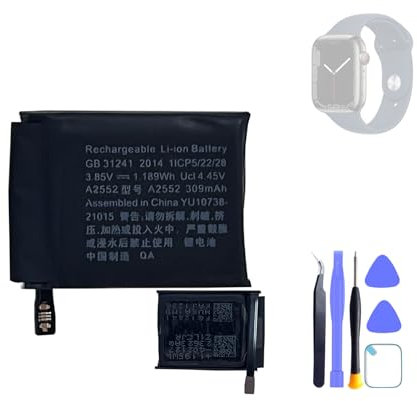 HIGHAKKU Smartwatch Replacement Battery A2552 Battery Compatible with Apple Watch iWatch Series 7 45 mm Model A2474 A2477 A2478 with Tools
