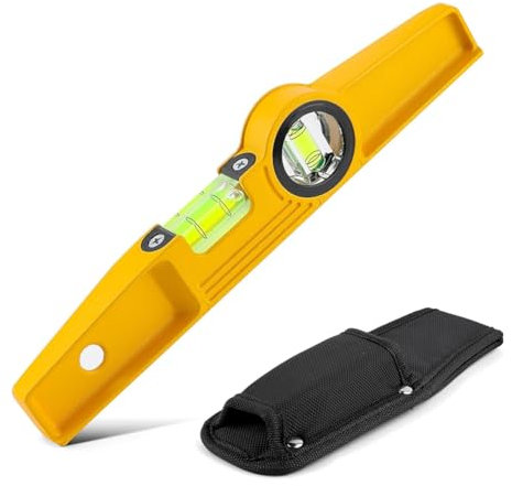 Boddceto 10 Inch Aluminum DieCast Magnetic Level, Magnetic Professional Scaffolding Spirit Level with Rare Earth Magnet and Bag