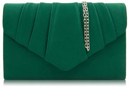 Milisente Clutch Damen Elegante Wildleder Clutch Umschlag Crossbody Klassisch Clutch Tasche Abendtasche klein umhängetasche(NGrün)
