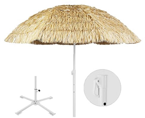 Xalteafe Sombrilla De Playa Hawaiana,Sombrilla Hawaiana De Playa,Sombrilla con Altura Regulable,Hawaii Parasols Exterior Inclinable,6 Tipos De Soportes,Quitasol,InclinacióN,para Playa Patio JardíN