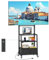 TV ständer Rollbar mit Halterung und Stauraum, Stoffschublade für 32-75 Zoll Fernseher, Verstellbarer Eck-TV-Ständer auf Rollen mit Steckdose für Wohnzimmer, Schlafzimmer, Büro, Schwarz