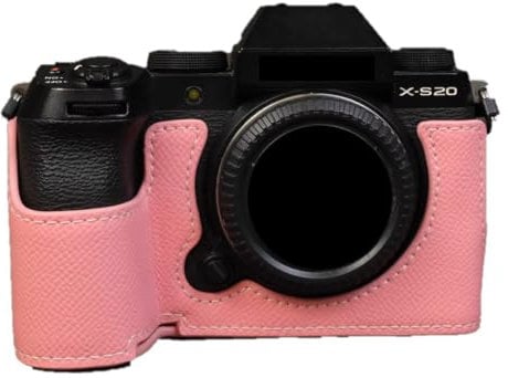 Camera Case Pink PU Leather Anti-Skid Protective Half Body Cover Base Case For Fujifilm X-S20 Mirrorless Camera