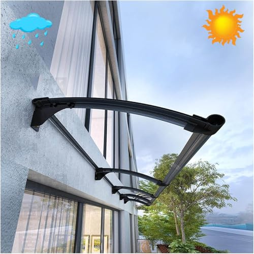 Outdoor Vorzelt Vordach Große Dachrinne Pavillon für Garage Balkon Fenster Haus Wetterbeständig Aluminium & Polycarbonat 80x400 cm Stilvolles Design Unterstand
