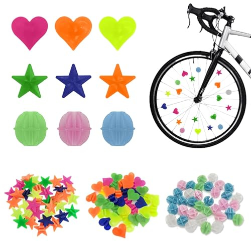 APKOL 216 Stück Bunten Fahrradspeichen, speichenreflektoren Fahrrad Kinder, Fahrrad Zubehör Kinder Kinderfahrrad Reflektierende Speichenklicker Fahrradspeichen Dekorationen für Einsatz bei Nacht