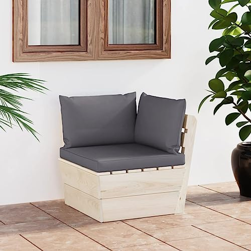 QZZCED Garten-Paletten-Ecksofa mit Kissen Imprägniertes Fichtenholz Sitzgruppe für den Garten