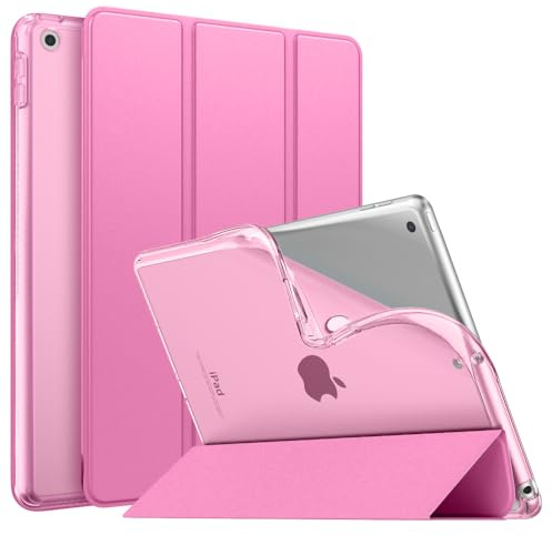 MoKo Coque pour iPad 9ème/8ème/7ème Gén (2021/2020/2019), Pivoine | Translucide Coque Folio Intelligente de Protection Légère avec Dos en TPU Souple avec Réveil/Sommeil Auto Support Touch ID