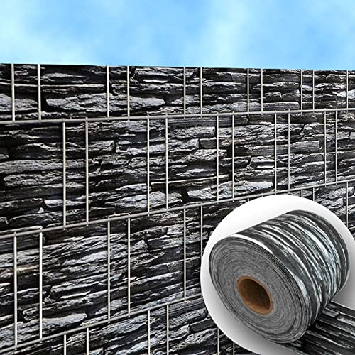 zaun|zu Bedruckter Sichtschutz mit hochwertig bedrucktem Motiv Schiefer in Stein-Optik | moderner Motivdruck | Garten-Deko | Sichtschutzstreifen Rolle | Vlies | Windschutz 2,5m x 2,0m