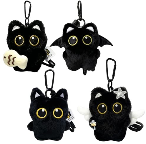 ALONK 4 Stück Schlüsselanhänger Katze, Schlüsselanhänger Plüsch, Katzen Keychain