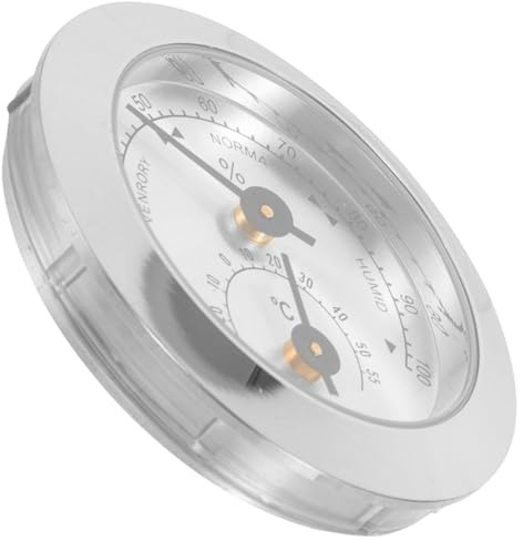 ifundom Humidity Meter 50Mm Silver Violin Mini Hygrometer for Guitar and String Instrument Care Temperature Monitor