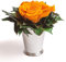 ROSEMARIE SCHULZ Heidelberg Infinity Blume in silberfarbenen Becher 3 konservierten Rosen Blumenarrangement langhaltend (Gelb, 3 Rosen)