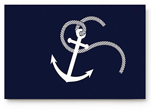 Libaoge White Nautical Anchor Navy Blue Doormat Entrance Mat Indoor/Outdoor Door Mats Floor Mat Rug Mat