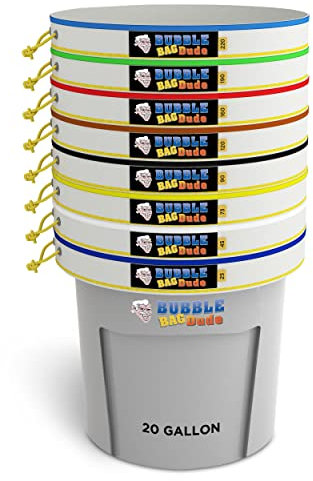 BUBBLEBAGDUDE Bubble Bags All Mesh 20-Gallonen-Set mit 8 Beuteln – Herbal Ice Bubble Bag Essence Extractor Kit – Pflanzen- und Kräuter-Extraktions-Bubble-Bags
