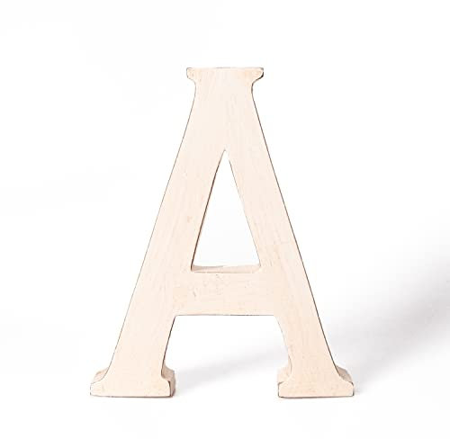 kadoh Holzbuchstabe A (20 cm) Aufstellen • Handgemachter Buchstabe aus Holz im Vintage-Look als Deko (Creme-Weiß Vintage)
