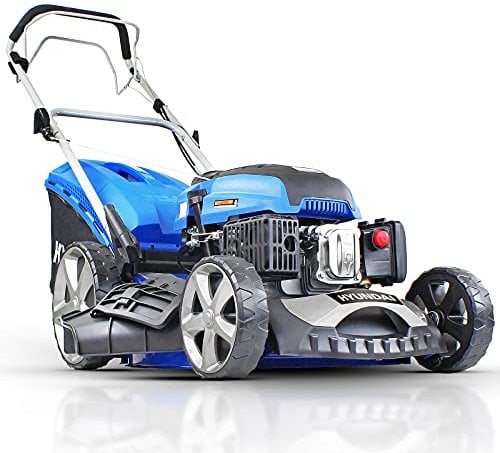 Hyundai 196cc Petrol Lawnmower, 20 51cm 4 Stroke, Self Propelled Petrol Mower, Easy Starting with Six Cutting Heights, 70L Grass Bag & 3 Year Warranty