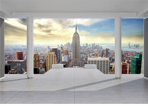 decomonkey Fototapete New York 300x210 cm XL Tapete Fototapeten Vlies Tapeten Vliestapete Wandtapete moderne Wandbild Wand Schlafzimmer Wohnzimmer Stadt City Architektur