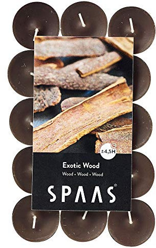 Spaas 30 Bougies chauffe-plats parfumées, ± 4,5 heures - Exotic Wood 0338213.479 D 39 mm x H 16 mm Taupe
