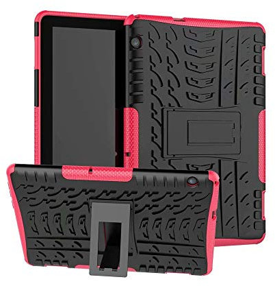 XITODA Huawei MediaPad T5 10 Case, Armor Style Hybrid PC + TPU Protective Case with Stand for Huawei Mediapad T5 10 10.1 inch 2018 Tablet Cover Protection - Hot pink