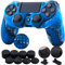 9CDeer 1 Pieza de Siliconas Tachonado Protector Manga Caso Cubierta Piel Cover Skin +8 Puños de Pulgar Tapas Analógicas Thumb Grip +2 a Prueba de Polvo Tapones para Mando PS4/Slim/Pro, Camuflaje Azul