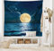 ABAKUHAUS Ozean Wandteppich und Tagesdecke, Magie Super-Mond-Entwurf aus Weiches Mikrofaser Stoff Waschbar ohne Verblassen Digitaldruck, 230 x 140 cm, Gelb