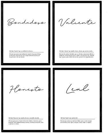 Nacnic Satz von Vier Blättern mit Definitionen von Worten für Meinen Partner Vintage Poster Jungen Funde im A4-Format ohne Rahmen