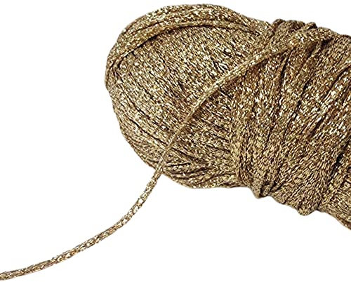 Metallic T-shirt Häkelgarn Schnürgarn Gold für Taschen, Heimdekoration 4mm 120 m 50 gr