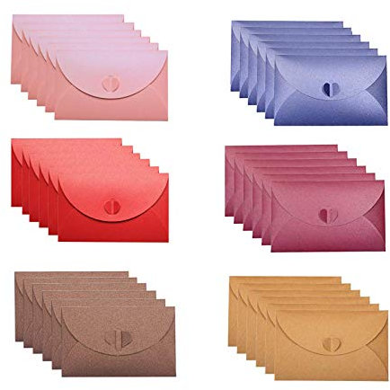 Globaldream Geschenkkarten-Umschläge 36 Stück Handgefertigte Mini-Geschenkkarten-Umschlaghalter Niedlicher Postkarten-Herzverschluss für das Geschenk zum Valentinstag