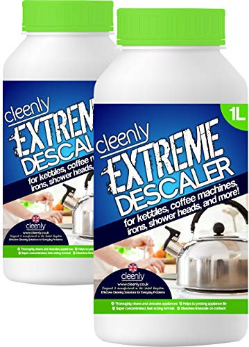 Cleenly Extreme Descaler for Kettles, Coffee Machines, Shower Heads, Irons, and More! (2 x 1 Litre) - Super Strong Descaler Liquid